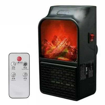 Electric Flame Heater Office Dormitory Fireplace Insert Heater Small Foot Warmer - EU Plug