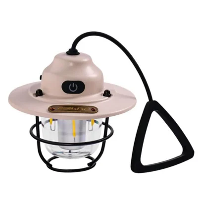Retro Hanging Horse Light Outdoor Camping Tent Lamp USB Rechargeable Light - Beige