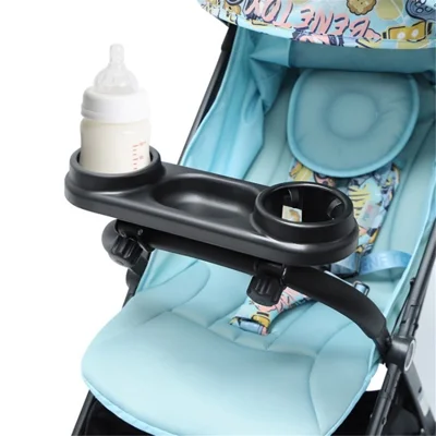 Baby Stroller Snack Tray Toddler Snack and Drink Organizer Snack Attachment with Cup Holder (BPA-Free, NO FDA Certification) - Black