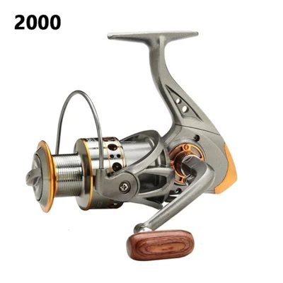 10kg Max Drag Fishing Wheel 5.2:1 Spinning Fishing Reel Metal Left / Right Fishing Reel - Grey Gold / DC 2000