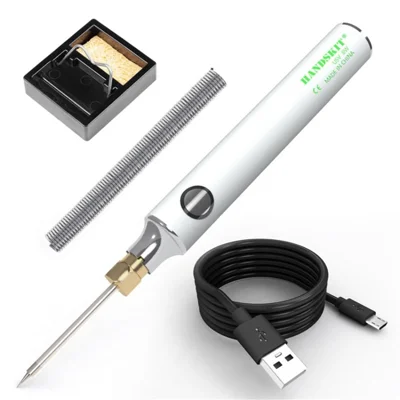 HANDSKIT U5V 8W Soldering Iron Mini Outdoor Portable USB Adjustable Temperature Welding Repair Tool Pen - White