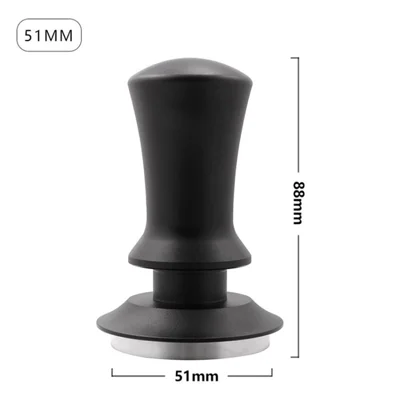 Espresso Coffee Tamper Stainless Steel Barista Coffee Base Tamper with Spring (NO FDA Certification) - Black / 51mm