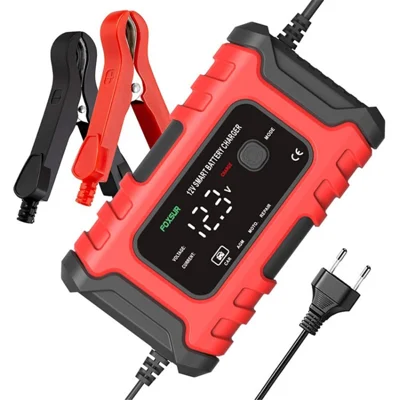 Car Battery Charger 12V 6A Smart Battery Trickle Charger Automatic Pulse Repair Maintainer Desulfator - Red / EU Plug