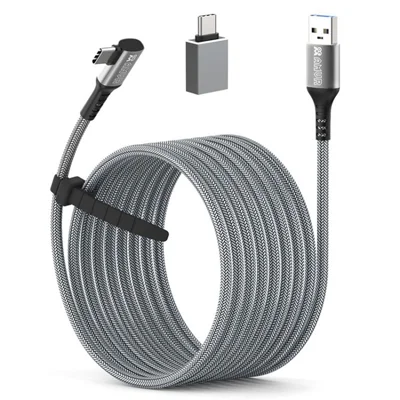 5m Link Cable for Oculus Quest / Quest 2 / Pico Neo2 / Neo3 VR Headset 5Gbps High-Speed Data Transfer Fast Charger Cord - Grey