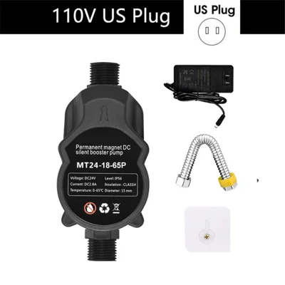 DC 24V Water Pressure Booster Pump Household Automatic Home Booster Pump for Home Kitchen Bathroom - MT24-18 - 65P / US Plug