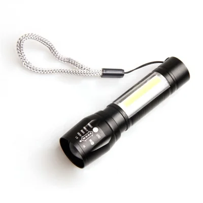 Mini Flashlight Rechargeable Zoomable LED Pocket Flashlight with COB Side Light - 515 Flashlight + USB Cable