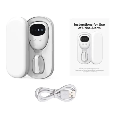 Rechargeable Wireless Bedwetting Alarm Sensor Strong Vibration Monitor for Kids Boys Girls - White