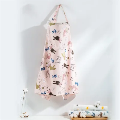 70x100cm Soft Cotton Nursing Cover Breathable Full Coverage Large Breastfeeding Cover - Pink