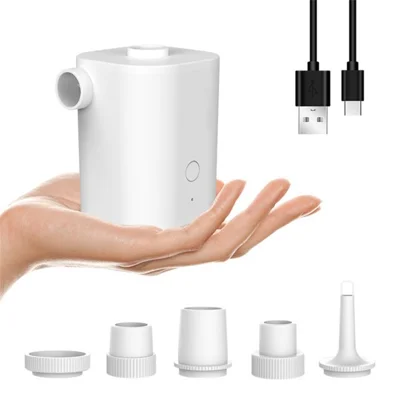 Portable Air Pump Multifunctional Quick Inflate Wireless Electric Pump for Air Mattress, Pool Toys, Swimming Ring - White