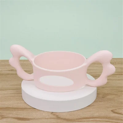 Soft Silicone Baby Bottle Handle Wide-Neck Handle Cover for Hegen Bottle (BPA-Free, NO FDA Certification) - Pink / Hollow