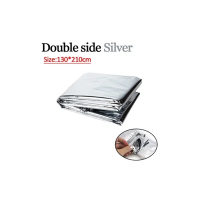 Folding Emergency Blanket Outdoor Survival Rescue First Aid Foil Thermal Blanket, 130x210cm - Silver
