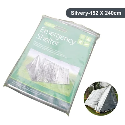 Emergency Shelter Rescue Survival Thermal Tent for Camping, Hiking (without Seal Bag) - Silver / 152x240cm
