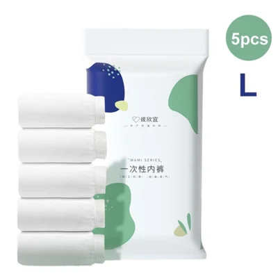 5Pcs Pregnant Women Postpartum Disposable Underwear Maternity Panties Underpants - White / L