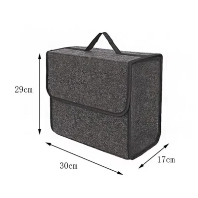 Car Trunk Organizer Foldable Felt Cloth Vehicle Storage Bag - Dark Grey / 30x17x29cm