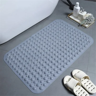 Non-Slip PVC Bath Mat Bathroom Shower Foot Massage Floor Mat - Grey / 36x70cm