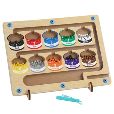 Magnetic Color Sorting Board Number Maze Wooden Counting Toy for Girls Boys - Style 1
