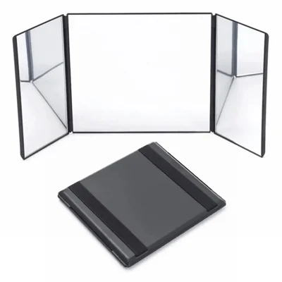 Car Sun Visor Wide View Collapsible Tri-Fold Makeup Mirror Auto Sunshade Cosmetic Mirror
