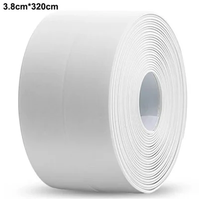 Sealing Strip Shower Sink Bathtub Caulking Tape PVC Self-Adhesive Waterproof Wall Tape for Bathroom Kitchen - White / 3.8cmx3.2m