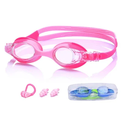 Kids Anti Fog Swimming Goggles 3D Ergonomic Professional Children Swim Eyeglasses - Pink