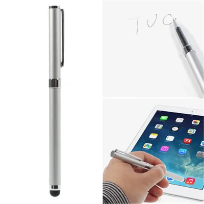 Silberfarbener multifunktionaler Kugelschreiber & Stylus-Stift für kapazitive Touchscreen-Geräte, 14 cm
