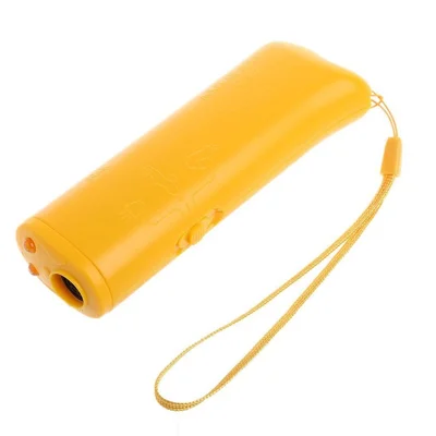 Dispositivo Repelente de Cães Ultrassônico Portátil 3 em 1 Anti Latido - Amarelo