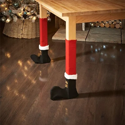 4 pièces / set de housses de chaise de table en forme d'elfe et de père Noël, décoration de table de Noël, idée cadeau - Rouge