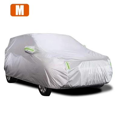 Car Cover Full Sedan Covers with Reflective Strip Sunscreen Protection Dustproof - Silver/Size: M