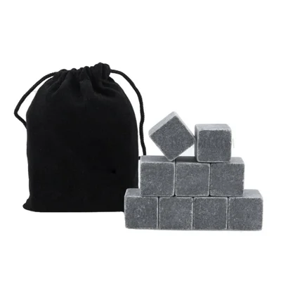 9 Pcs Whiskey Stones Chilling Rocks Premium Gift with Velvet Bag for Whiskey Scotch Vodka Wine Cocktails