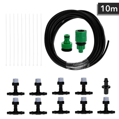 10m with 10 Nozzles Water Misting Cooling System Mist Sprinkler Nozzle Outdoor Garden Patio Greenhouse Plants Spray Hose Watering Kit With Faucetconnector - Size: 1