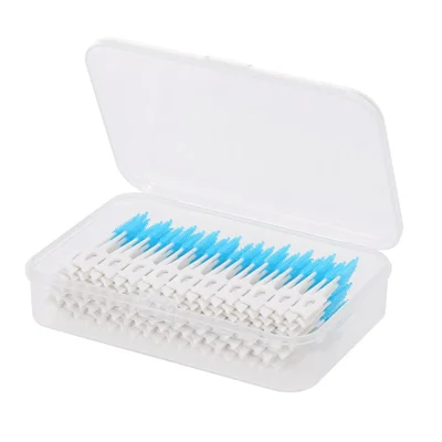 160 stuks/set zachte siliconen tandenstoker dubbelzijdige tandenstokers tandenlijn interdentale borstel draagbare tandenstokje tandverzorgingshulpmiddelen - Blauw