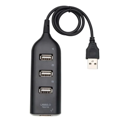 4-Ports USB Hub USB 2.0/1.1 Splitter Supports Charging 480Mbps High Speed Data Transfer Rate - Black