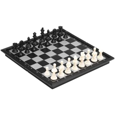 Conjunto Magnético de Tabuleiro de Xadrez Dobrável Brinquedos Educacionais Jogo de Salão Portátil para Exterior Brinquedo Pais-Filhos - S