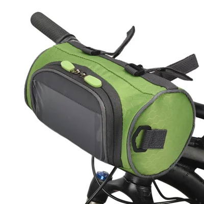 Bike Borsa Per Manubrio Bike Bike Beach Con Touch Screen Impermeabile Bicycle Front Storage Bag Grande Capacità Cycling Front Pack - Verde