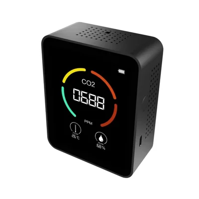 Medidor de CO2, Temperatura e Umidade 3 em 1 com Detecção de TVOC, Display LCD e Monitor de Qualidade do Ar Portátil Detector de Dióxido de Carbono para Casa, Escritório e Carro - Preto