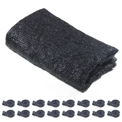 2x6m Shade Cloth Cover Sunblock Net 50% UV Resistant Garden Mesh Netting Cover wtih 16pcs Clips for Greenhouse Patio Plant Flowers Chicken Coop - Black