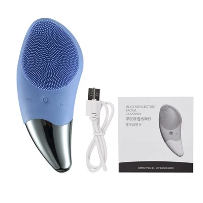 Очищающая Чистящая Кисть Для Лица Силиконовая Красавица Massager Electric 5 Speed sonic Vibraging Scrubber Для Глубокого Очищающего Средства с Водонепроницаемой IPX7 - Синий