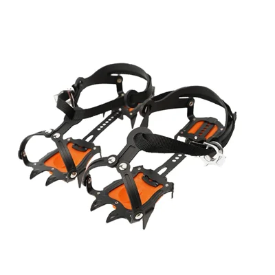1 Paar 10-Zahn-Krallen-Steigeisen für den Winter, Schnee-Spikes, Ski-Schuhüberzüge, Stahl-Greifer, Stollen zum Klettern und Wandern - Orange