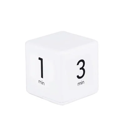 Draagbare Kubus Timer Digitale Weergave Timer Aftelalarm 1-3-5-10 Minuten Omdraaien Tijdsinstelling voor Studie Sport Koken Gamen Kantoor - Wit/Stijl 1