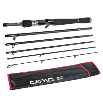 CAPICI Carbon Fiber Travel Fishing Rod 6-Sections Casting Fishing Rod Hand Pole - 2.1m/Casting