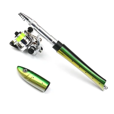 Fiberglass + Carbon Portable Pen Fishing Rod Mini Pocket Fishing Rod with Spinning Kit - Type 4/1.4m