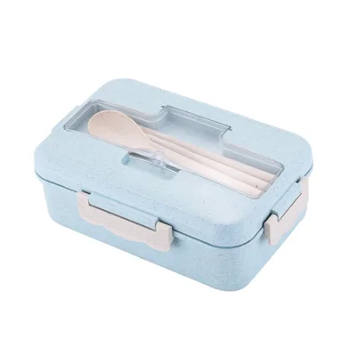 Bento Box Portable Lunch Boxe BPA-Free Leakproof 3 Compartment Snack Box Set, Microwave Dishwasher Safe, (without FDA Certification) - Blue