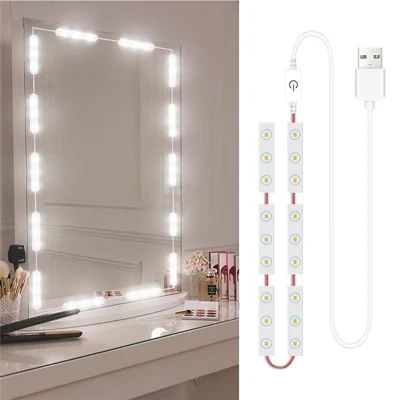 LED Makeup Mirror Lights DIY, LED Vanity Makeup Lamp for Dressing Table Mirror Bath Mirror Lamps with USB Power Cable - 18LEDs
