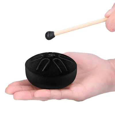 Stahlzungentrommel 3 Zoll 6 Ton Handwanne Schlagzeug Percussion Stahltrommel Kit - Schwarz