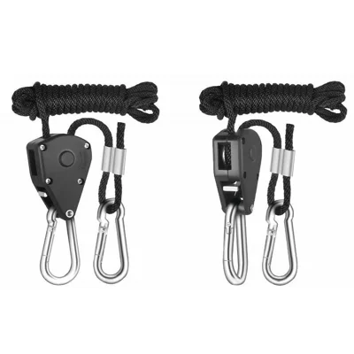 1 Pair 1/8 inch Heavy Duty Adjustable Camping Ratchet Rope Hanger for Grow Light Fixtures Gardening Tent