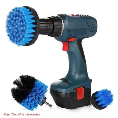 3 Pack Bohrer Pinsel Befestigung Set Wäscher Reinigungsbürste Für Reinigung Badezimmeroberflächen Bodenwanne Dusche Fliesen Küche - Blau