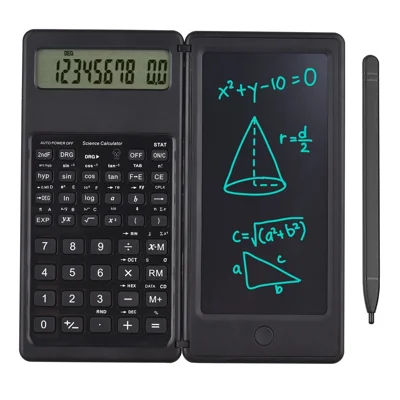 Calcolatrice con tavoletta LCD per scrittura 10 cifre Display Desktop Calcolatrice con stilo Pulsante di cancellazione - Nero