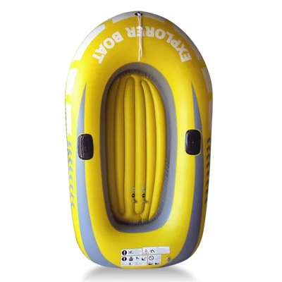 Inflatable Boat Fishing Boat with Double Valve for One Adult and One Child Summer Fun Boat Canoe Kayak - Yellow/L