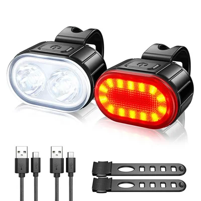 Conjunto de luces para bicicleta recargable por USB Q3, impermeable IPX4, delantera y trasera, para circular de noche, con 4+6 modos de iluminación