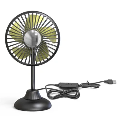 Ventilador de Coche Mini Portátil Bajo Ruido Poderoso Silencioso Ventilador con 3 Ajustes de Velocidad Rotación de 360 Grados Ventilador de Escritorio para Coche/Hogar/Oficina/Viaje - Negro