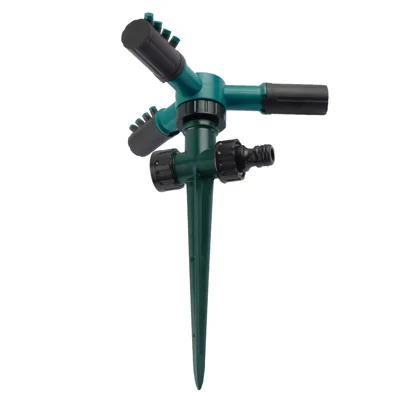 Garten-Sprinkler-Wasserspritze mit automatischer 360-Grad-Drehung, 3-armig, Beregnerungssystem für den Rasen mit Kunststoff-Bodenstecker